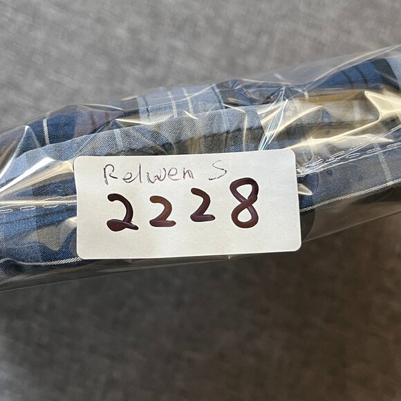 Relwen Plaid Cotton Button Up Long Sleeve Shirt - Men's Size S - Blue - Picture 5 of 5